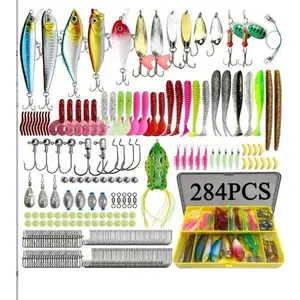Fishing accessories set, fishing equipment set, 133/284 artificial bait set, suitable for fishing enthusiasts, travel, camping outdoor fishing