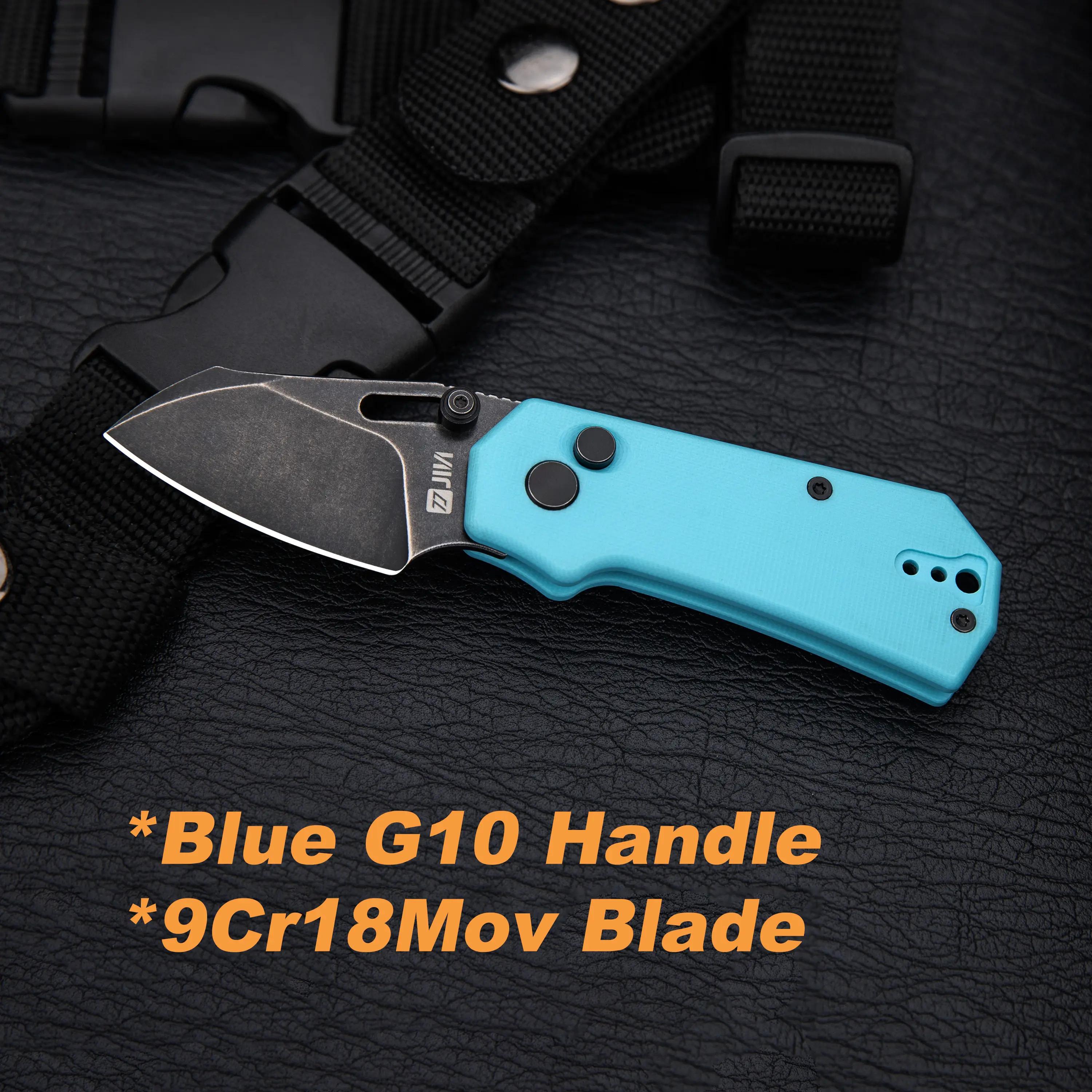 JIN Rhino DIY Pocket Knife for Men – Compact Folding EDC Kit with Button Lock, 2" 9Cr18MoV Blade, Black G10 Handle, Smooth Fidget Action, Perfect Gift for Dad & Husband