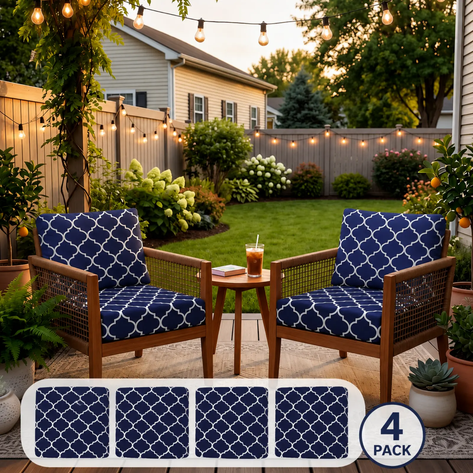 4/8/12Pcs Patio Cushion Covers, Stretch Outdoor Sofa Couch Slipcovers Set, Elastic Anti-Slip Furniture Protector, Washable Replacement Seat Covers for Patio Furniture, Porch, Backyard, Deck, Pets, Summer Decor