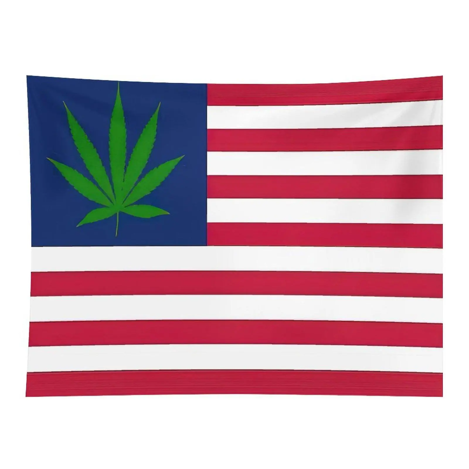 USA Flag Cannabis Leaf Tapestry American Stripes Wall Hanging, Patriotic Weed Leaf Banner Tapestry for Bedroom Dorm Living Room Decor