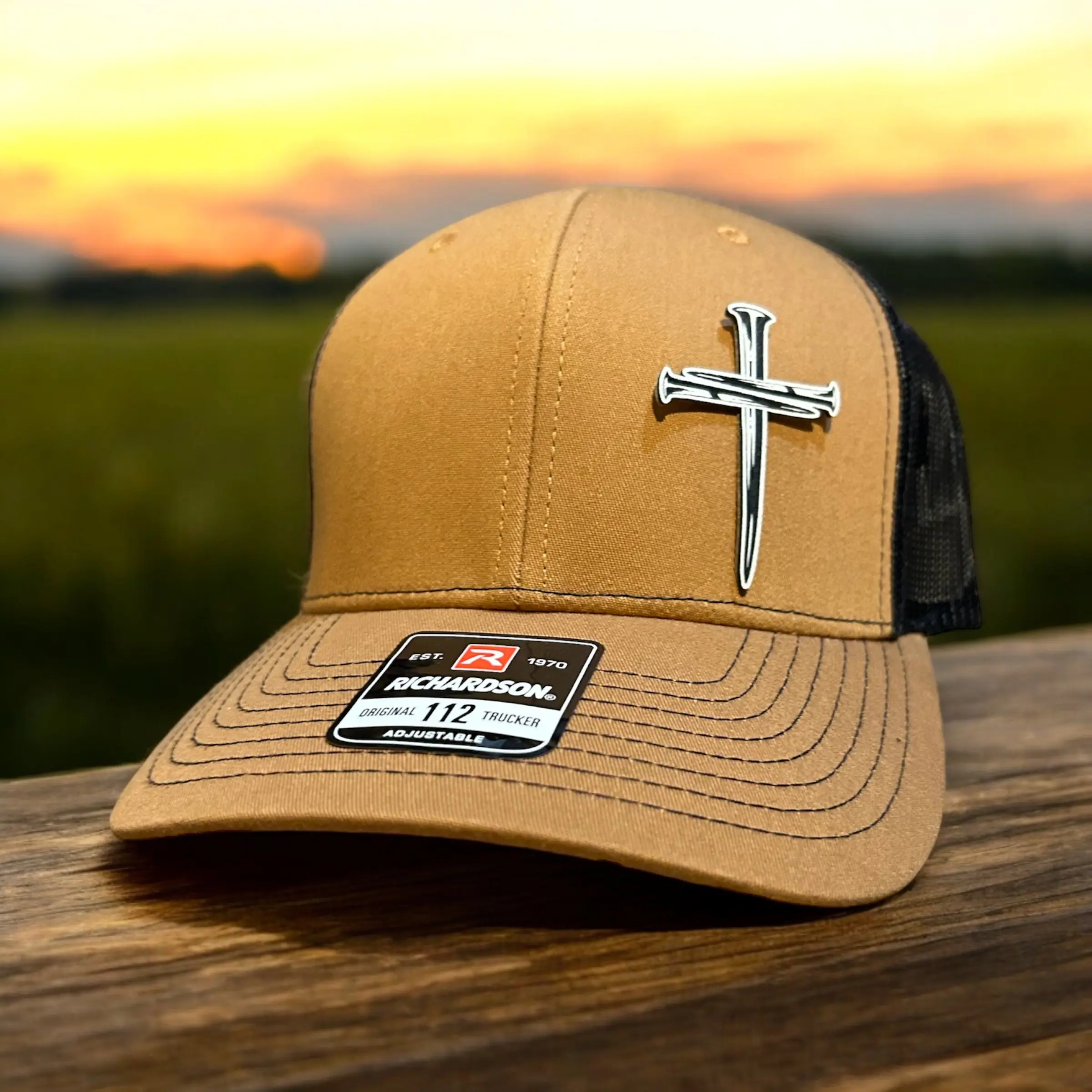 3 Nails Believe in Christ Custom Hat with White Leather Patch by Richardson Adjustable Faith