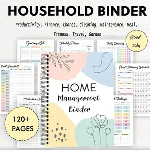 Home Management Binder Planner - Spiral Bound All-in-One Organizer with 120+ Pages for Productivity, Financial Tracking, Cleaning Schedules, Fitness & Garden Planning - Weekly, Monthly, Annual Schedules - Meal Planner, Savings Challenge Planner