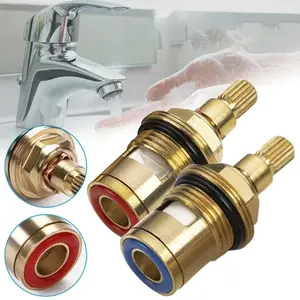 G1/2 Inch Copper Valve Core, 1 Set Bathroom Hot & Cold Water Mixer Valve Core Replacement Repair Parts, Durable Anti-leak Valve Core for Kitchen, Shower, Bathroom