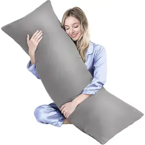 Pillow, Memory   Pillow for Adults, Long Pillow for Bed and Sleeping, Full Long Bed Pillow Insert with Cover (Grey, 20x54 Inch)