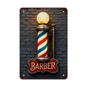 Retro Industrial Barber Theme Metal Tin Sign Perfect Wall Decoration for Barber Shops Hair Salons Men's Clubs Creative Hanging Art for Cross-Border E-Commerce
