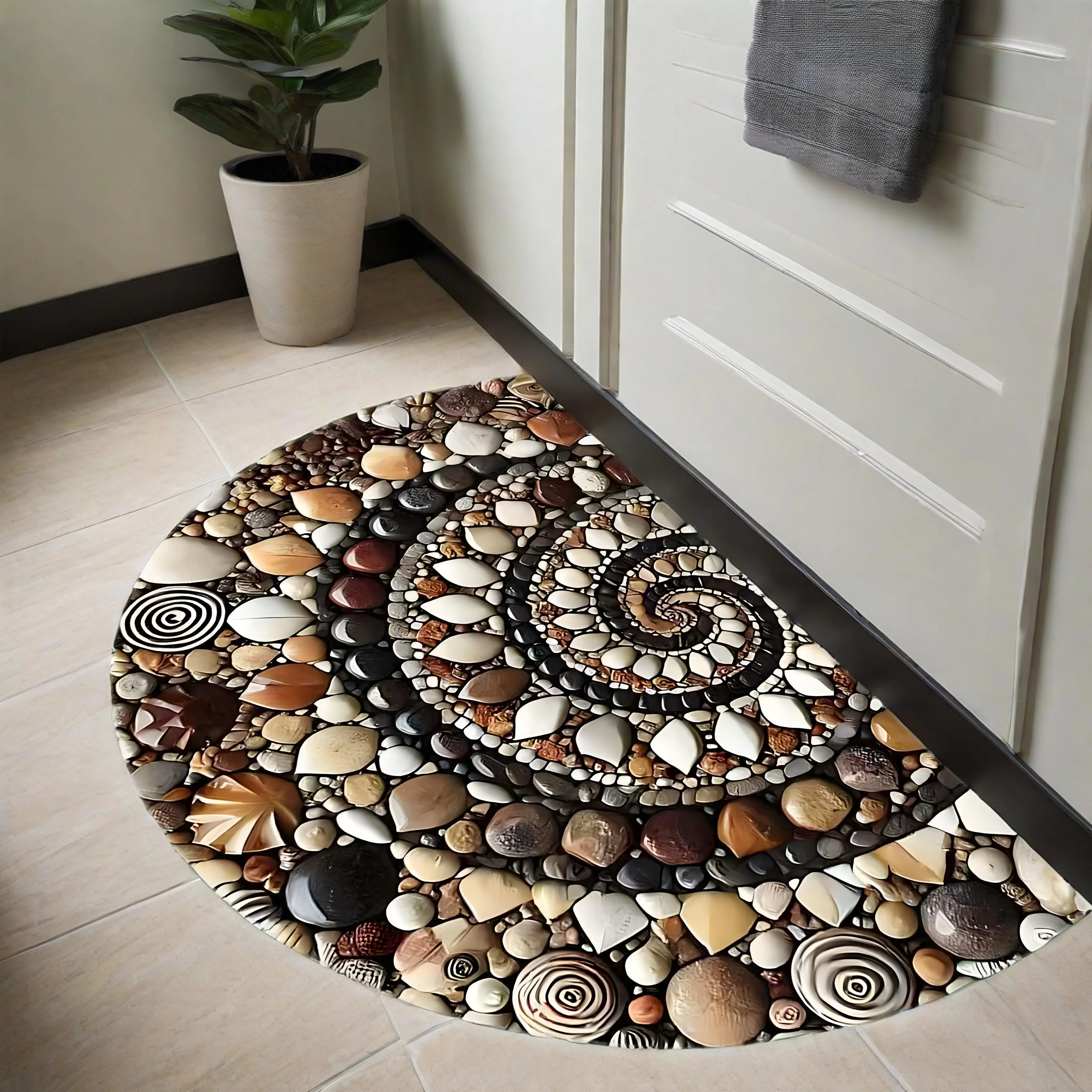 Semi-Circle Door Mat - Machine Washable Non-Slip Rug for Indoor & Outdoor Use - Durable Scraper Mat for Entrance, Patio, Laundry Room Botanical Area Rugs Home Decorative Rug Multicolor Rug