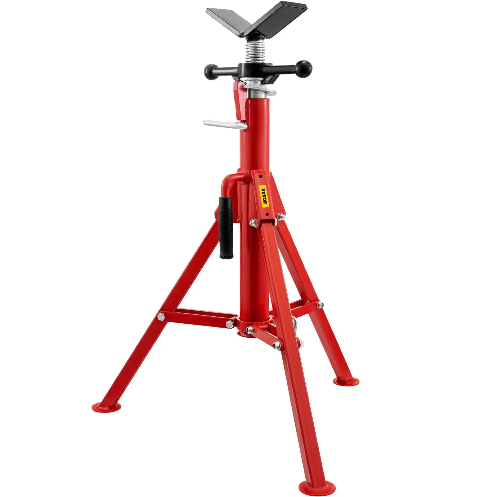 【Summerfinds】VEVOR V-Head Pipe Stand Jack Stand, 1/8"-12" Capacity, 28-52 in Quick Adjust Height, 2500 lbs Load Bearing, Foldable Portable, Carbon Steel Body, Tripod Base, for Heavy Pipes & Rounds Holding, Pipe Holding