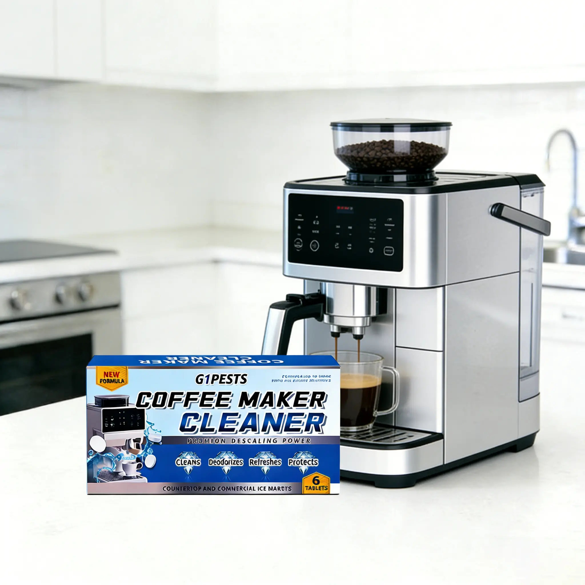 Coffee Machine Cleaner Descaler Tablets - 6Pack, Deep Cleaning and Descaling for All Coffee Makers , Coffee Maker Pot Descaling & Cleaning Tabs, Descale Drip Coffe And Espresso Machines mopping products heavy duty cleanup gloves kids mop