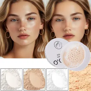 Three-Color Long-Lasting Oil Control Setting Powder, Matte Concealer Powder with Sponge, Lightweight, Waterproof, Suitable for All Skin Types, Makeup Setting Powder