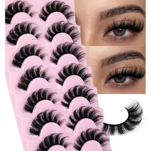 Natural Looking Fluffy False Eyelashes, 10 Pairs Reusable Wispy Faux Cluster Lashes, Volumized False Eyelashes for Women Eye Makeup Enhancement dealsforyoudays