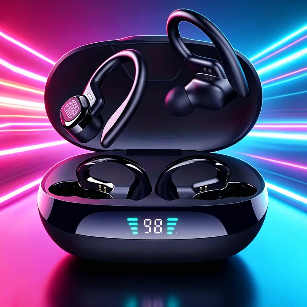 Tempomind Earhook Bluetooth Earbuds - Anti-Drop In Ear Headset, Mobile Audio Playback Wireless Earphones for Fitness, Calls