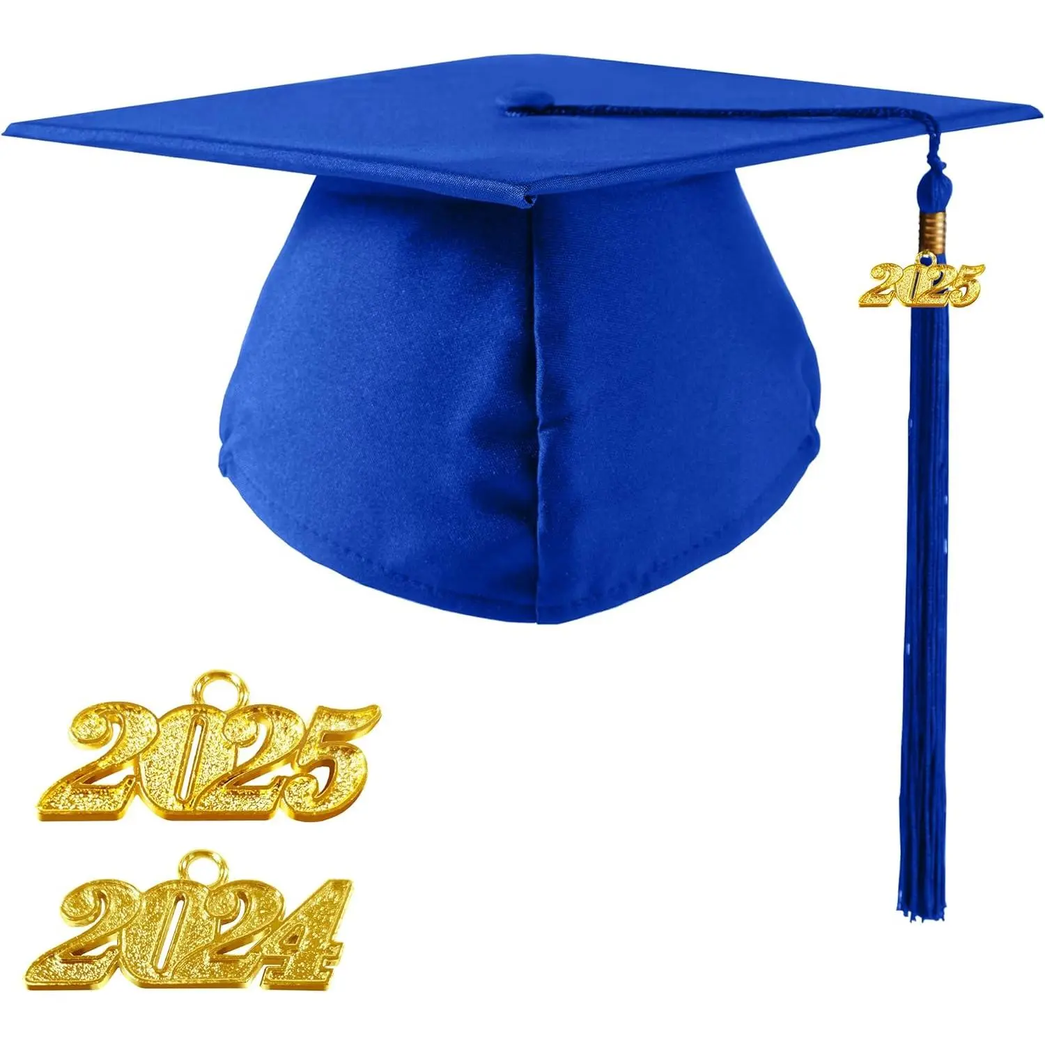Unisex Matte Polyester Graduation Cap with Tassel and Removable 2025 Year Charm - Graduation Accessories for High School and Bachelor Students