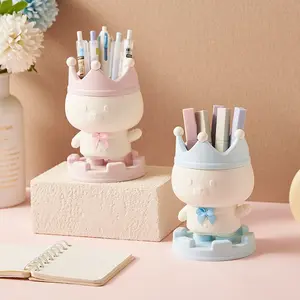Cartoon Desktop Stationery Storage Bucket, Home Makeup Brush Organizer Box, Student Office Pen Holder, 1pc Desk Organiser, Cute Desk Accessories