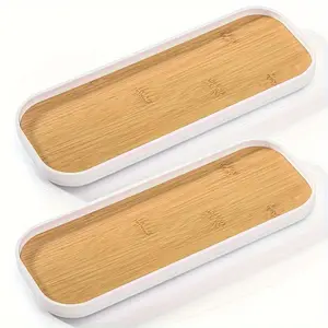 Marble Bathroom Vanity Tray, Long Rectangle Bath Counter Tray, Marble Dish for Soap Dispenser Perfume Accessories, Bathroom Organizer Supplies