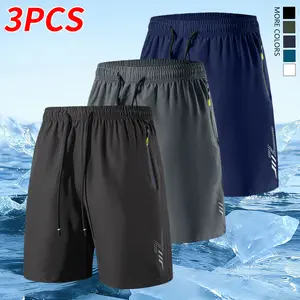 3-Pack Men’s Solid Color Shorts with Zipper Pockets — Summer Casual, Comfortable, Breathable; Everyday Men’s Bottoms, Basic Style，summervibes