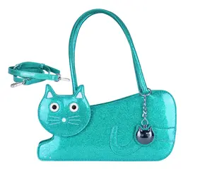 Teal Glitter Kitty Handbag