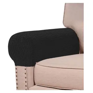 Stretch Armrest Covers for Chairs and Sofas Couch Arm Covers for Sofa Spandex Jacquard Armrest Cover Anti-Slip Furniture Protector Washable Armchair Slipcovers for Recliner Set of 2, Black