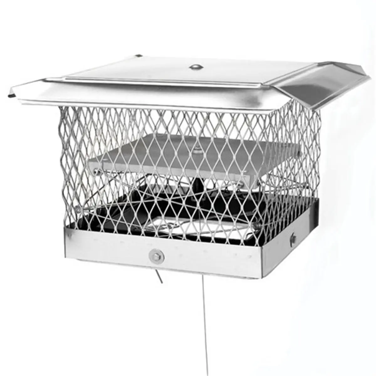212 MAIN Lock-Top 2-Chimney Cap-Damper, 17" W x 17" L x 11-3/8" H Full Assembled Stainless Steel Metal Ventilation Smokestack Cover with Silicone Sealant for Home Venting Systems, Chimney Cap And Damper Combo