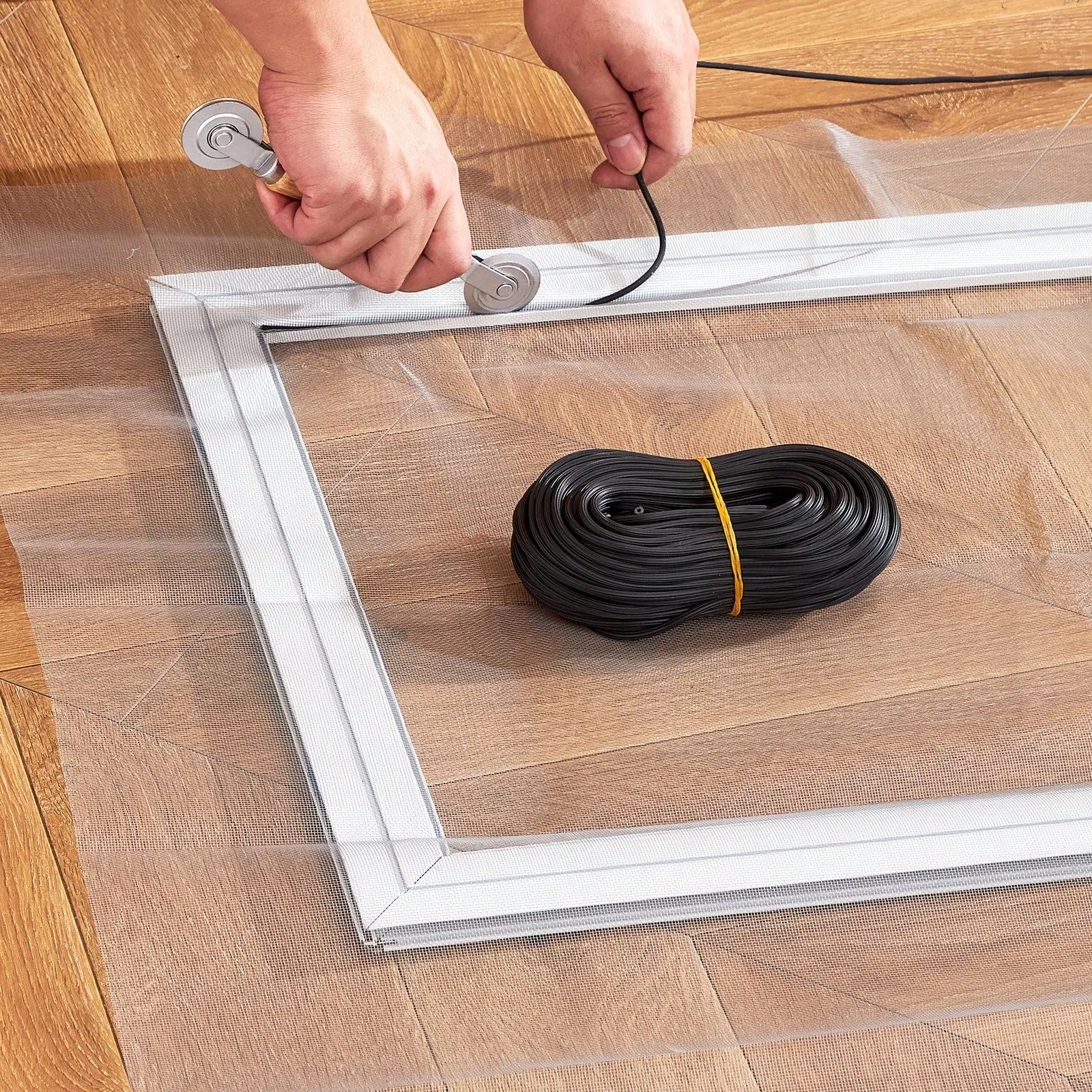 Window Screen Spline, 100 Ft X 0.125 In Window Screen Retainer Spline, PVC Window And Door Screen Spline, Hollow Serrated Screen Holder Spline, For Window Door Screen Repair And Replacement