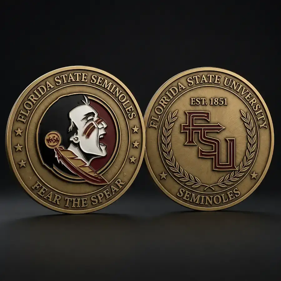 Florida State Seminoles challenge coin Florida State University Fear The Spear Est 1851 Seminoles college football fan collectible coin gear