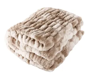 Lavish Home Oversized Ruched Jacquard Faux Fur Blanket
