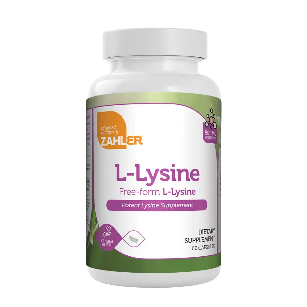 Zahler L-Lysine 500mg Capsules – Free-Form Essential Amino Acid Supplement – Non-GMO, Kosher & Vegetarian – 60 Capsules