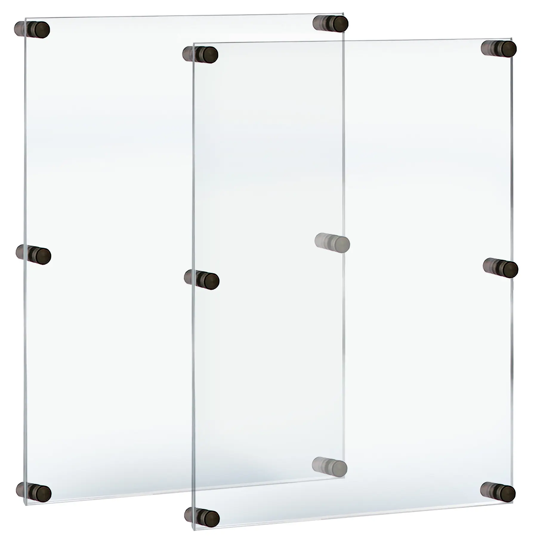 Azar Displays Floating Acrylic Wall Frame with Black Stand Off Caps: 24" x 36" Graphic Size, Overall Frame Size: 28" x 40", 2-Pack