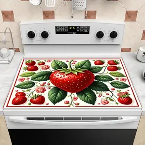 1pc Strawberry-Themed Stove Cover Mat Featuring a Lively Fruit And Leaf Design, Safeguarding Your Cooktop from Spills And Scratches, While Providing a Refreshing Decorative Element to Any Kitchen Surface. It'S Easy to Maintain And Built to Last