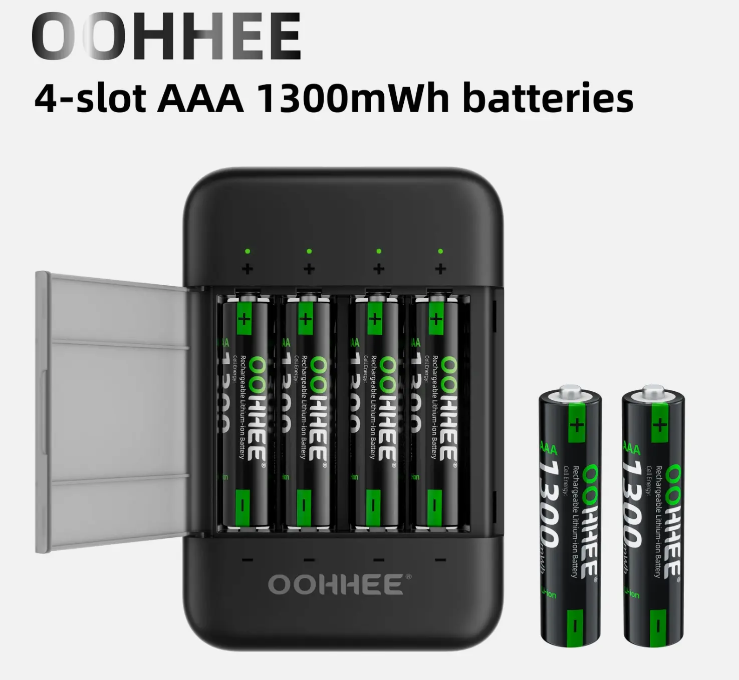 4pcs 1300mWh  1.5V Rechargeable AAA Lithium Batteries Charging Storage Box
