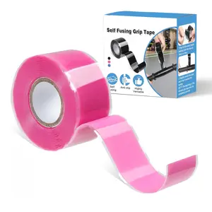 Grip Tape Silicone Rubber Grip Tape Fusion Water-Resistan Tape for Handle,Pull Up Bar, Barbells, Dumbbells, Lacrosse, Sport Equipments and Tools (Pink, 26ft)