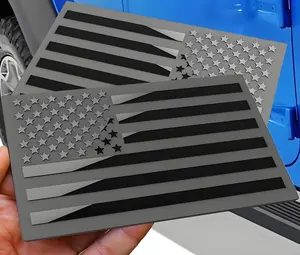 2pcs USA Flag Magnet Decals for Cars Trucks Forward and Reverse Set (5"x3", Black)