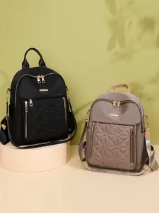 Women's Fashionable Quilted Nylon Backpack, Casual Versatile Zipper Backpack for Women & Girls, Trendy All-match Commuter Bag for Work & School