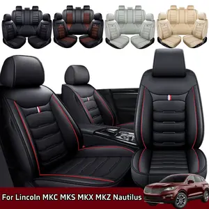 For Lincoln MKC 2015-2019/ MKS 2009-2016/ MKX 2008-2018/ MKZ 2012-2020/ Nautilus 2019-2021 Car 5 Seat Covers with Storage Bag, Premium Leather Front & Rear Full Set Seat Covers Cushion, Split Rear Benches Auto Interior Decoration Accessories
