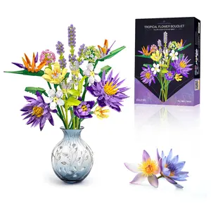 Artificial Mixed Flower Bouquet Building Set for Adults - Botanical Collection - Artificial Decorative Flowers Indoor Flower for Home Deco - Gift for Birthday, Christmas Mother's Day for Her and Women