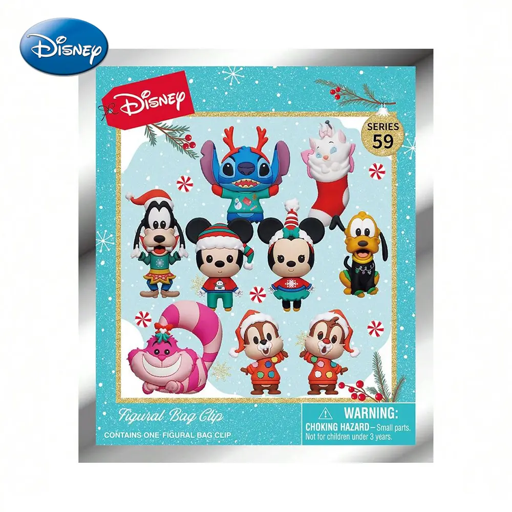 1PCS Disney Officially Licensed Mickey Minnie And Stitch Blind Bag Keyring, Authentic Keychain 3D Anime Character Mystery Bulk Bag Clip Pendant One Random Disney or Hidden Character For Friends, Birthday, Christmas, Souvenir Collection & Holiday Gifts