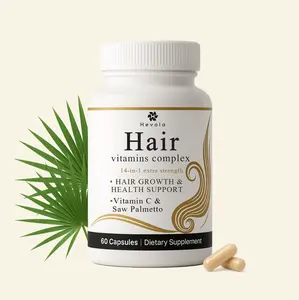 Hair Vitamins 14-in-1 Complex – Extra Strength with Biotin, Vitamin C & Saw Palmetto | 60 Caps Edible