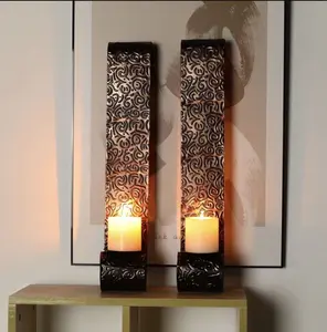 SET OF 2 WALL SCONCE CANDLE HOLDER 22.5"H METAL CANDLE SCONCES WALL