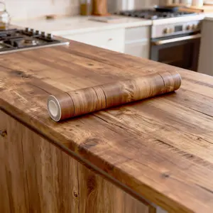 40cm Wide Wood Grain Vinyl Wallpaper, Waterproof Self-Adhesive Stickers for Door Wardrobe Cupboard Table, Home Decor Film
