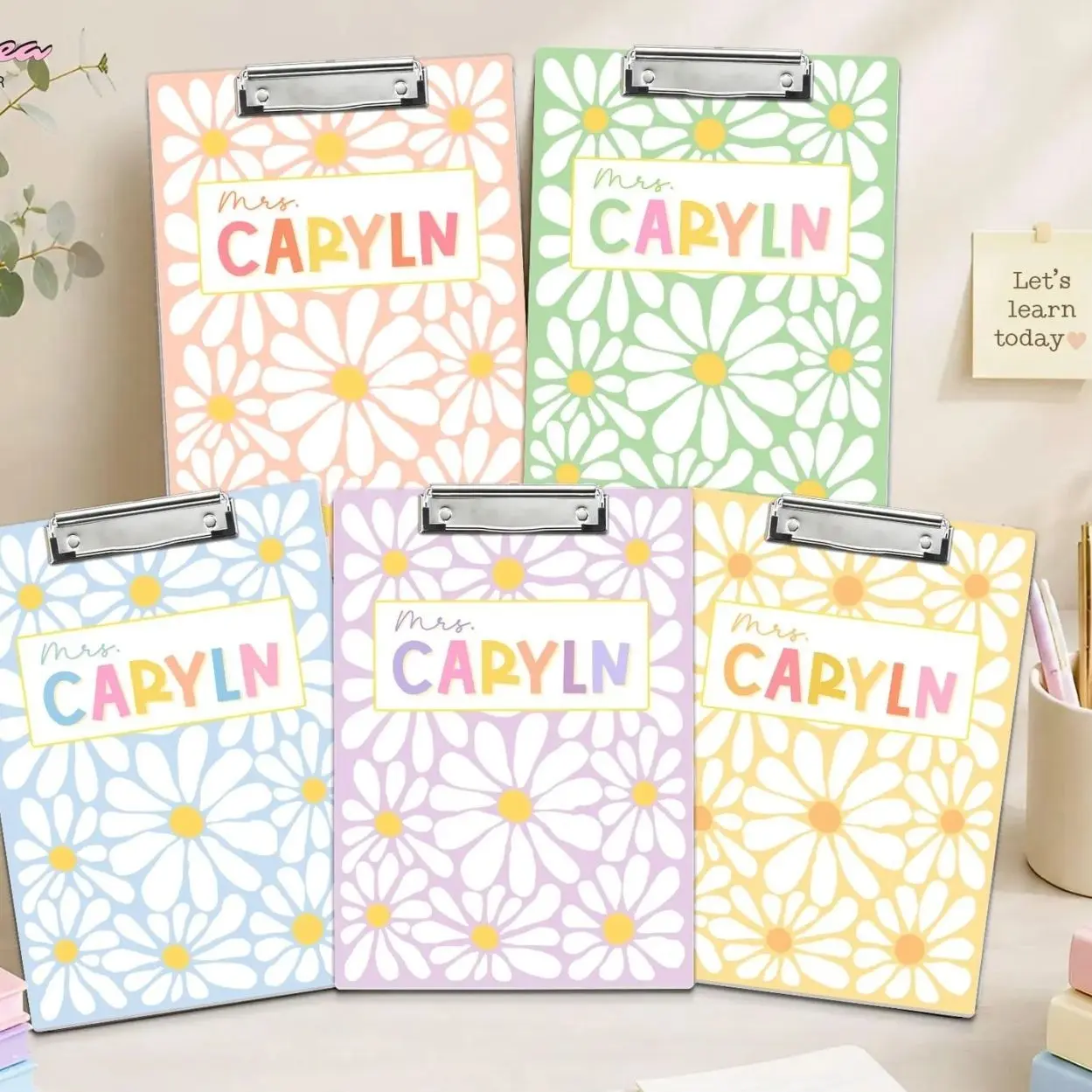 Personalized Teacher Clipboard, Back to School Gift, Custom Teacher Gift, Boho Flower Teacher Acrylic Clipboard with Name