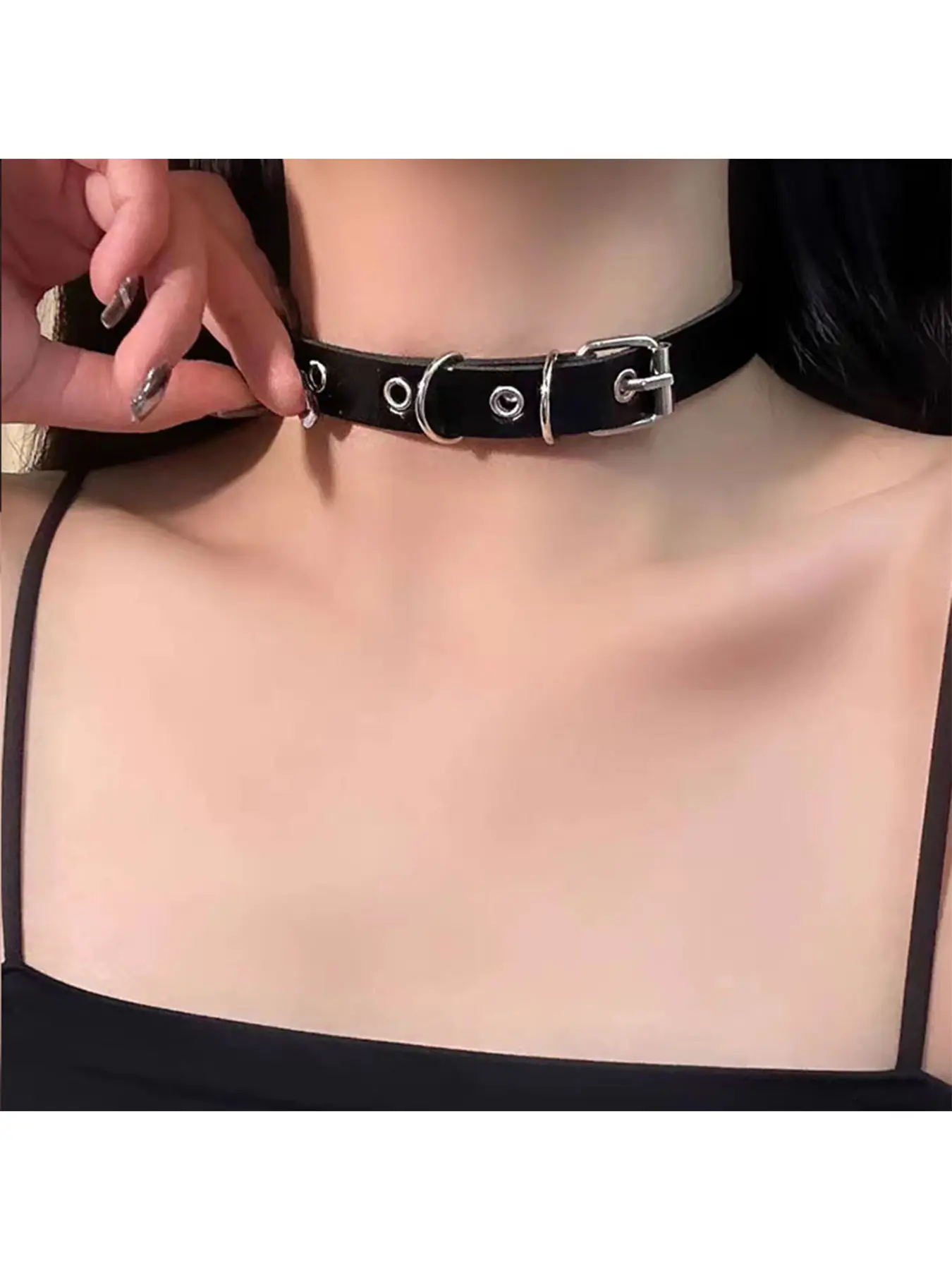 Punk Rock Style Leather Choker Necklace for Women, Unique Party Accessory, Fashion Accessories with Cool Fashion Statement, Statement Jewelry for Bold Looks, Faux Leather Choker, Trendy Jewelry