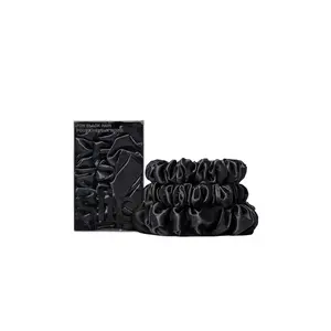 slip Midi & Large Scrunchie Set Of 3 in Black