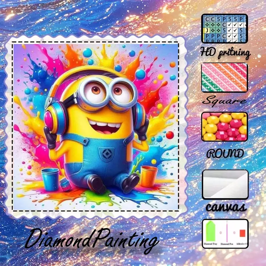 5D-DIY, velvet canvas, diamond art, Diamond pattern design, diamond painting kits, Minions, colorful, creative AB diamonds, crystal diamonds, perfect home decor, hand-made diamond art painting kits, special process diamond art kits, Handcraft