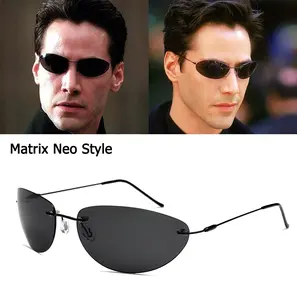 The Matrix Neo Style Polarized Sunglasses Ultralight Rimless Men Driving Sun Glasses Polarized  Sunglasses for Outdoor sunglasses cat eye rimless frame men shades fashion rimless tiktok  shopsunglass cheap  shades lens protection Unisex Vintage