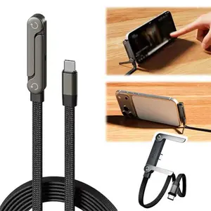 USB C to USB C Cable, 240W Fast Charging Cable 5 FT, Sideways Phone Charger Invisible Stand Charging Cable, Flat USB c Cable,USB c Cable Right Angle, for iPhone 17 Series, Samsung Galaxy S25 S24 Ultra etc (Black)