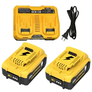 2-Packs 8.0Ah Replacement  for Dewalt 20V MAX Battery and DCB102 Charger
