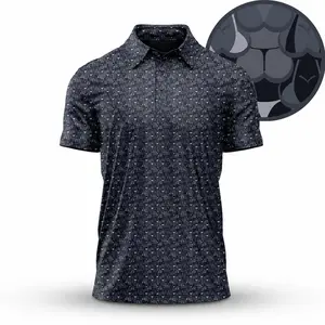 Bogey Bros Charcoal Pattern Men’s Golf Polo Shirt Cozy Short Sleeve Top Trendy Casual Wear