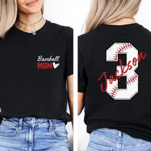 Baseball Mom T-Shirt,Custom Baseball Mom Shirt,Personalized Baseball Gift for Mom,Baseball Mom Gift,Senior Baseball Mama Tee,Baseball Custom