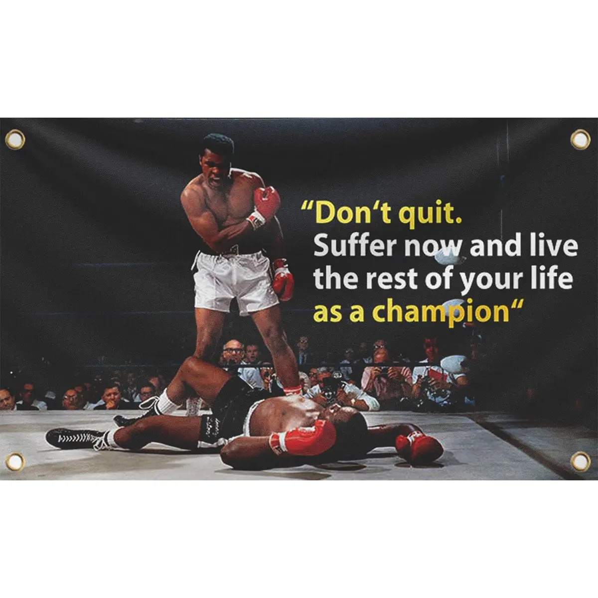 Muhammad Boxing 3x5Ft Polyester Motivational Decorative Tapestry, Durable Backdrop Wall Mural with 4 Brass Grommets, Room Decor Hanging Decorations Festive Flags for Men's Bedroom Gym (Home & Festive Party Supplies)
