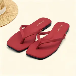 Lumubby Shiny Mirror PU Square-Toe Flip Flops Unisex Comfort Casual Sandals for Daily Wear Lightweight Easy to Clean Stylish Design Summer Shoe Flipflop