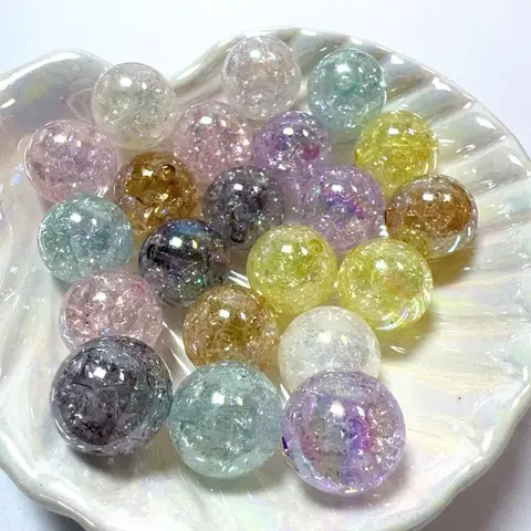 【B007】16mm AB Acrylic Crackle Decorative Beads, Beading Supplies for Adults, Artists, Designers - DIY Cute Accessories, Pen Crafting, Statement Jewelry Making